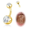 thumbnail image 1 of Titanium Belly Button Rings, 14G Belly Button Piercing 14mm 12mm 10mm 8mm Short Long Belly Ring Cubic Zirconia Internally Threaded Navel Piercing Jewelry for Women Men (Gold, 14g-10mm), 1 of 8