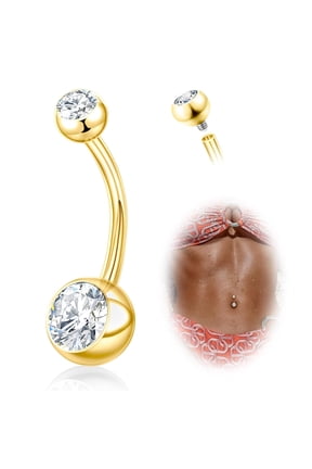 Titanium Belly Button Rings, 14G Belly Button Piercing 14mm 12mm 10mm 8mm Short Long Belly Ring Cubic Zirconia Internally Threaded Navel Piercing Jewelry for Women Men (Silver, 14g-12mm)