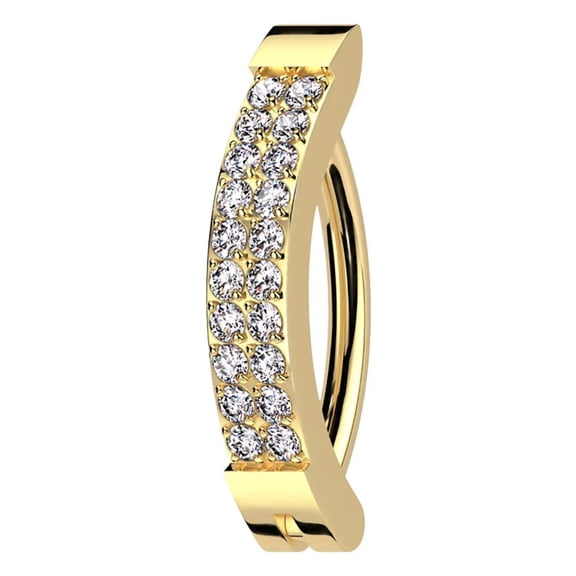 Titanium Belly Ring Hinged Hoop Clicker 14 Gauge 3/8" (10 MM) CZ Gem