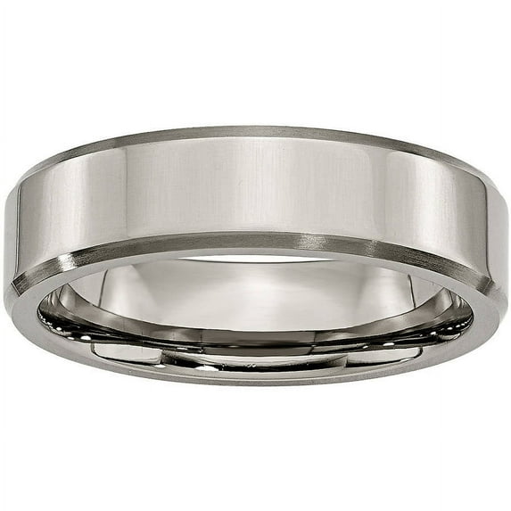 Titanium Beveled Edge 6mm Brushed and Polished Band