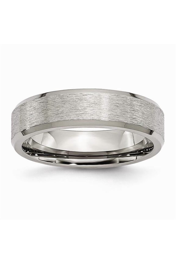 Titanium Beveled Edge 6mm Stone and Polished Band
