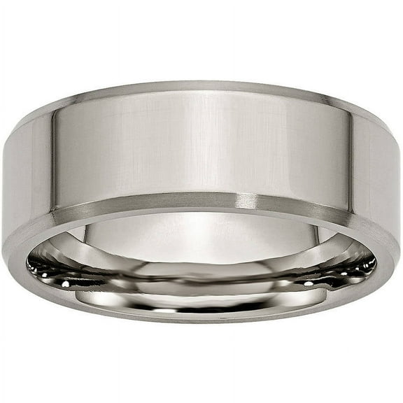 Titanium Beveled Edge 8mm Brushed and Polished Band