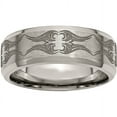 thumbnail image 1 of Titanium Beveled Edge 8mm Laser Design Brushed & Polished Band, 1 of 9