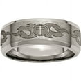 thumbnail image 1 of Titanium Beveled Edge 8mm Laser Design Brushed & Polished Band, 1 of 9