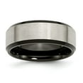 thumbnail image 1 of Titanium Beveled Edge Black IP-plated 8mm Brushed Center Band Size: 12; for Adults and Teens; for Women and Men, 1 of 6