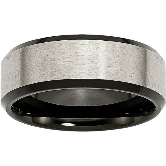 Titanium Beveled Edge Black IP-plated 8mm Brushed Center Band