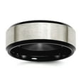 thumbnail image 1 of Titanium Beveled Edge Black Plated 8mm Brushed Band Ring Size 12.5 Ring for Women and Men, 1 of 2