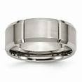 thumbnail image 1 of Titanium Beveled Edge Grooved 8mm Brushed and Polished Band Size: 10; for Adults and Teens; for Women and Men, 1 of 6