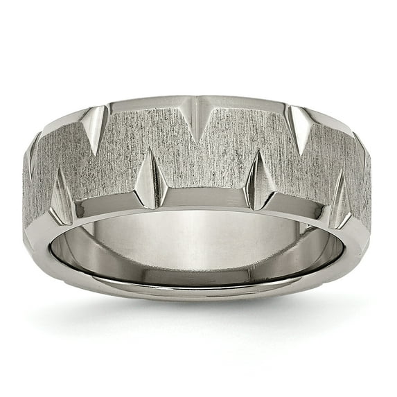 Titanium Beveled Edge Notched 8mm Brushed Band