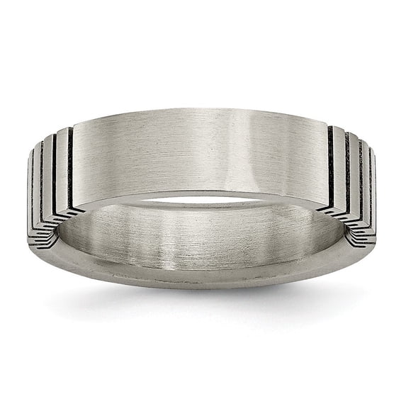 Titanium Black Accent 6mm Satin Band Ring - Size 8