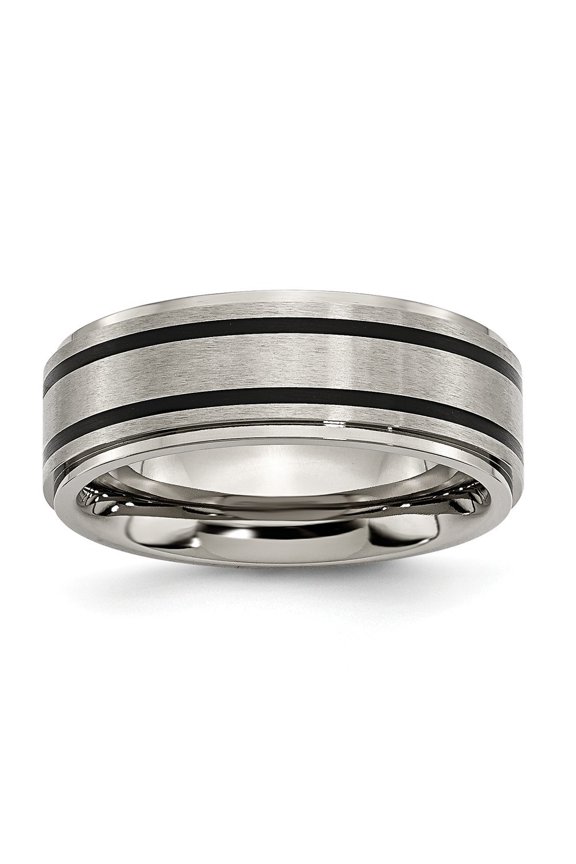 Titanium Black Accent 8mm Brushed Polished Band Ring Size 12