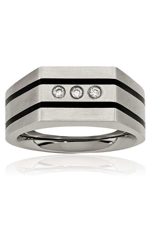 Titanium Black Cubic Zirconia CZ Custom Engraved Signet Ring Handmade Personalized Monogram Initial Letter Band