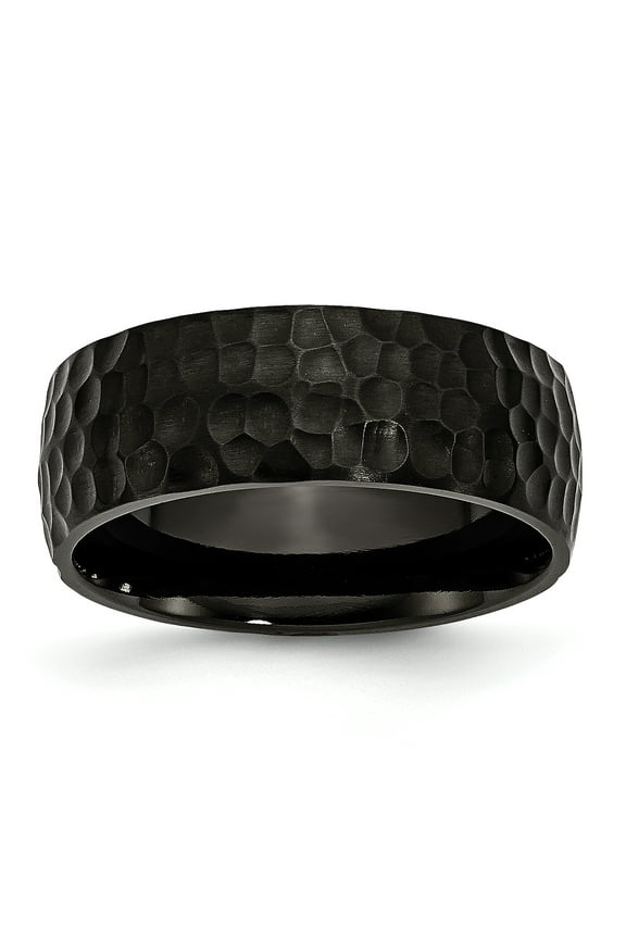 Titanium Black IP-Plated Hammered 8mm Band Size 11
