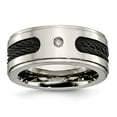 thumbnail image 1 of Titanium Black IP-plated Cables Diamond 10mm Men's Wedding Band Ring Size 12.5 (.05 cttw.), 1 of 8