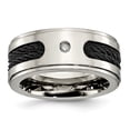 thumbnail image 1 of Titanium Black IP-plated Cables With Diamond 10mm Polished Band Size: 13; for Adults and Teens; for Women and Men, 1 of 7