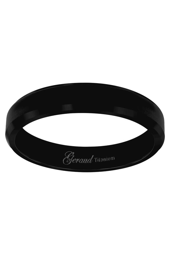 Titanium Black Mens Brushed Beveled Edge Comfort-Fit Wedding Band 4mm Size 10 Wedding Band for Men