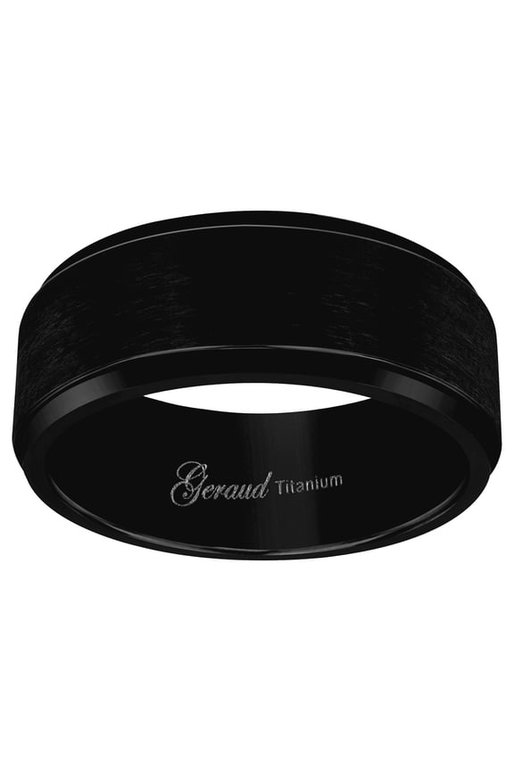 Titanium Black Mens Brushed Ridged Edge Comfort-Fit Wedding Band 8mm Size 8.5 Wedding Band for Men