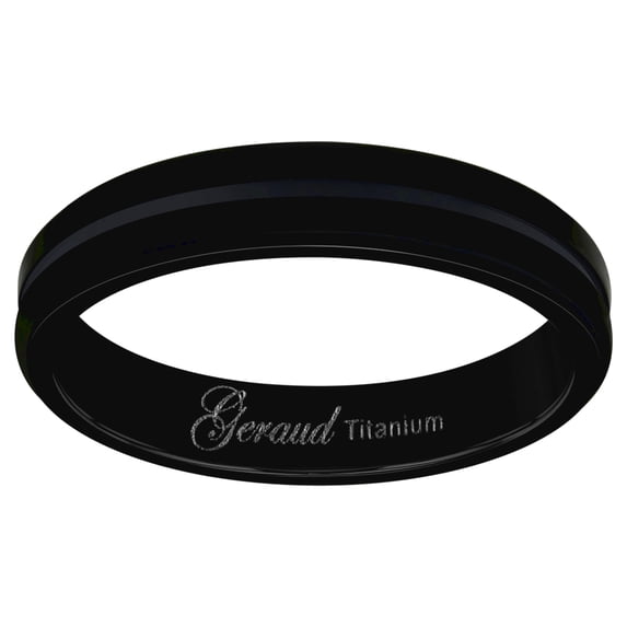 Titanium Black Mens Grooved Center Ridged Edge Comfort-Fit Wedding Band 4mm Size 10 Wedding Band for Men