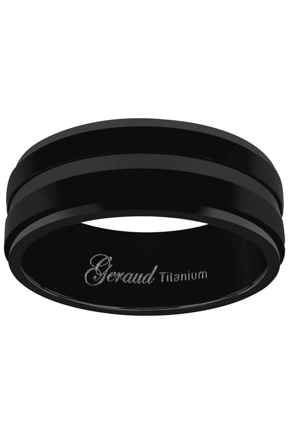 Titanium Black Mens Grooved Center Ridged Edge Comfort-Fit Wedding Band 8mm Size 11 Wedding Band for Men