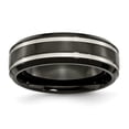 thumbnail image 1 of Titanium Black Plated Grooved 7mm Band Ring - Size 7.5, 1 of 2