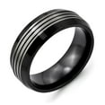 thumbnail image 1 of Titanium Black Ridged Top and Beveled Edge 8mm Band Ring - Size 10, 1 of 2