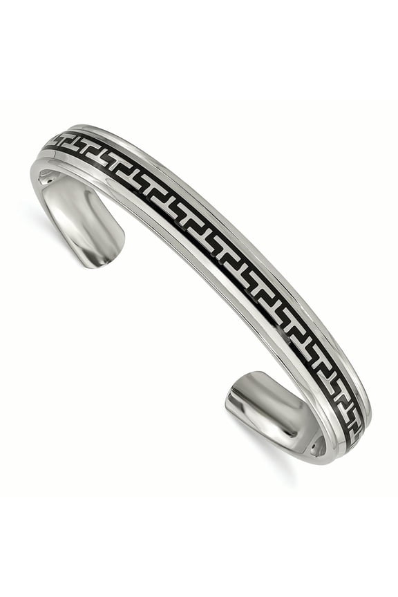 Titanium Black Rubber Design Cuff Bangle