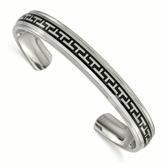 Titanium Black Rubber Design Cuff Bangle