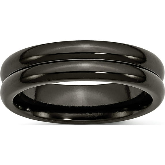 Titanium Black Ti Domed 6mm Polished Band (Size 10.5) Made In United States tb283-10.5