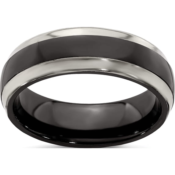 Titanium Black Ti Domed w/ Cut Edges 7mm Band