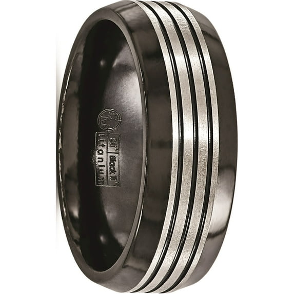 Titanium Black Ti Flat Top Beveled Edge 8mm Band