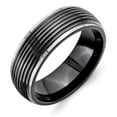 thumbnail image 1 of Titanium Black Ti Grooved Two-tone 8mm Band Ring - Size 11.5, 1 of 3