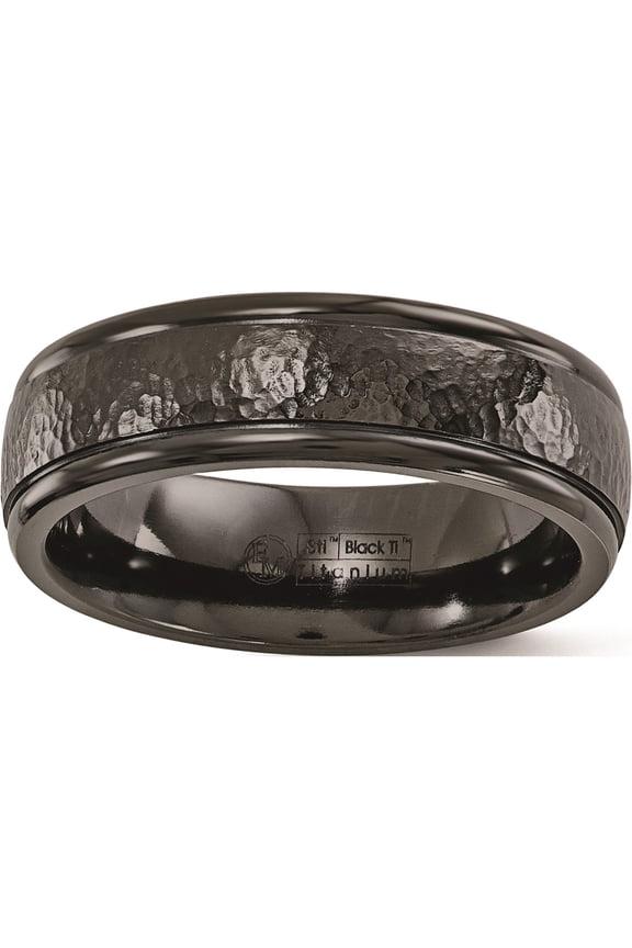 Titanium Black Ti Hammered 7mm Band
