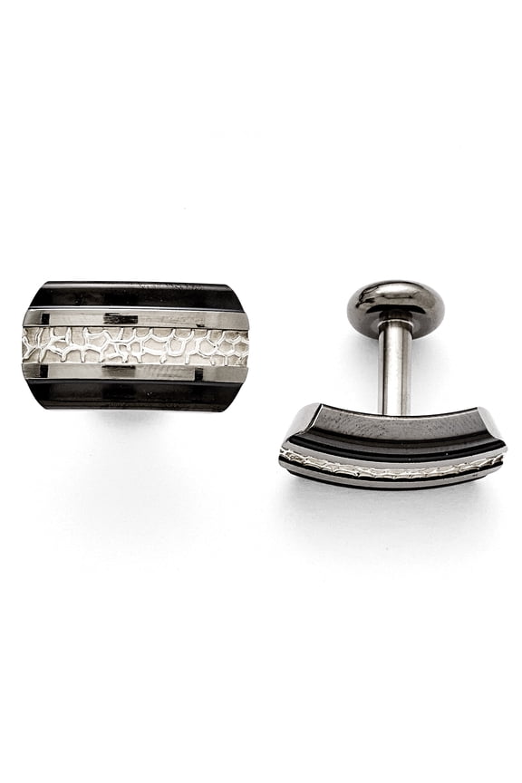 Titanium Black Ti/Sterling Silver Polished Cuff Links