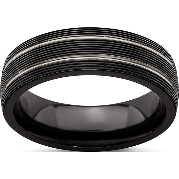 Titanium Black Ti Textured Lines 7mm Band