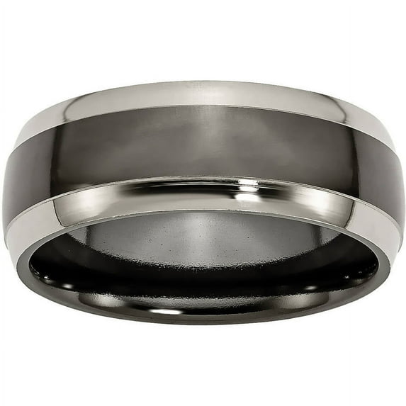 Titanium Black Ti Two Toned Edge 8mm Polished Band