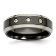 thumbnail image 1 of Titanium Black Ti w/14K Inlay 1/10ct Diamond Beveled Edge 7mm Band, 1 of 1