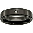 thumbnail image 1 of Titanium Black Ti with Diamond 6mm Ridged Edge Polished Band, 1 of 7