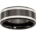 thumbnail image 1 of Titanium Black Ti with Sterling Silver Inlay 9mm Polished Flat Band, 1 of 8