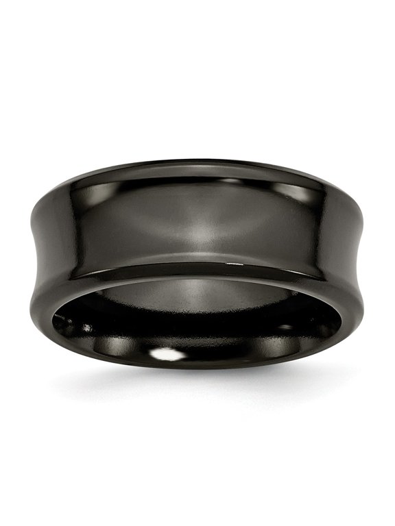 Titanium Black Titanium Polished Concave 9mm Band S:10
