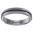 thumbnail image 1 of Titanium Black Tone Mens Grooved Center Ridged Edge Comfort-Fit Wedding Band 4mm Size 7.5 Wedding Band for Men, 1 of 2