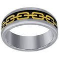 thumbnail image 1 of Titanium Black Yellow Tone Chain Comfort-Fit Wedding Band 8mm Size 8 Wedding Band for Women and Men, 1 of 2
