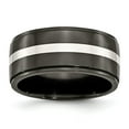 thumbnail image 1 of Titanium Black with Sterling Silver Inlay 10mm Band Ring - Size 10.5, 1 of 2