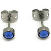 Titanium Blue Swarovski Crystal Earrings Pair in 4 mm - Hypoallergenic For Sensitive Ears