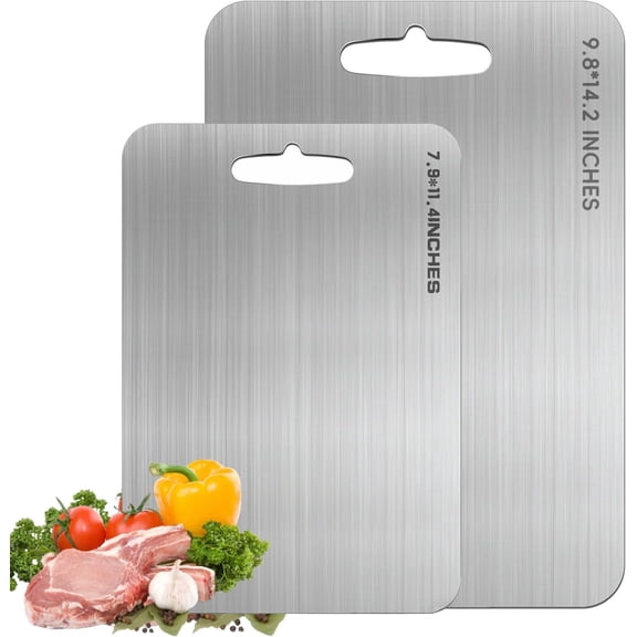 Titanium Board for Kitchen, Pure Titanium Board Double-Sided -Grade Chopping Board Durability Hygiene Metal Safe Non Boards for Meat Vegetables, 9.8" * 14.2"