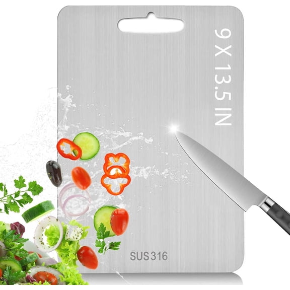 Stainless Steel  Board with Lip, Katori  Boards for Kitchen Double Sided Non  & Non , Dishwasher Safe  for  Cooks/Outdoor Camping, Fit Meat/Vegetable/Fruit (1PC-L)