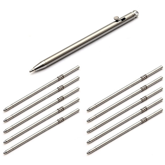 Titanium Bolt Action Mini Ballpoint Pen Portable Pocket Pen with Replacement Refill for Signature Writing Tool A