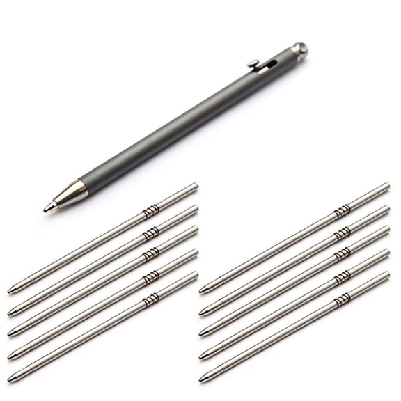 Titanium Bolt Action Mini Ballpoint Pen Portable Pocket Pen with Replacement Refill for Signature Writing Tool B