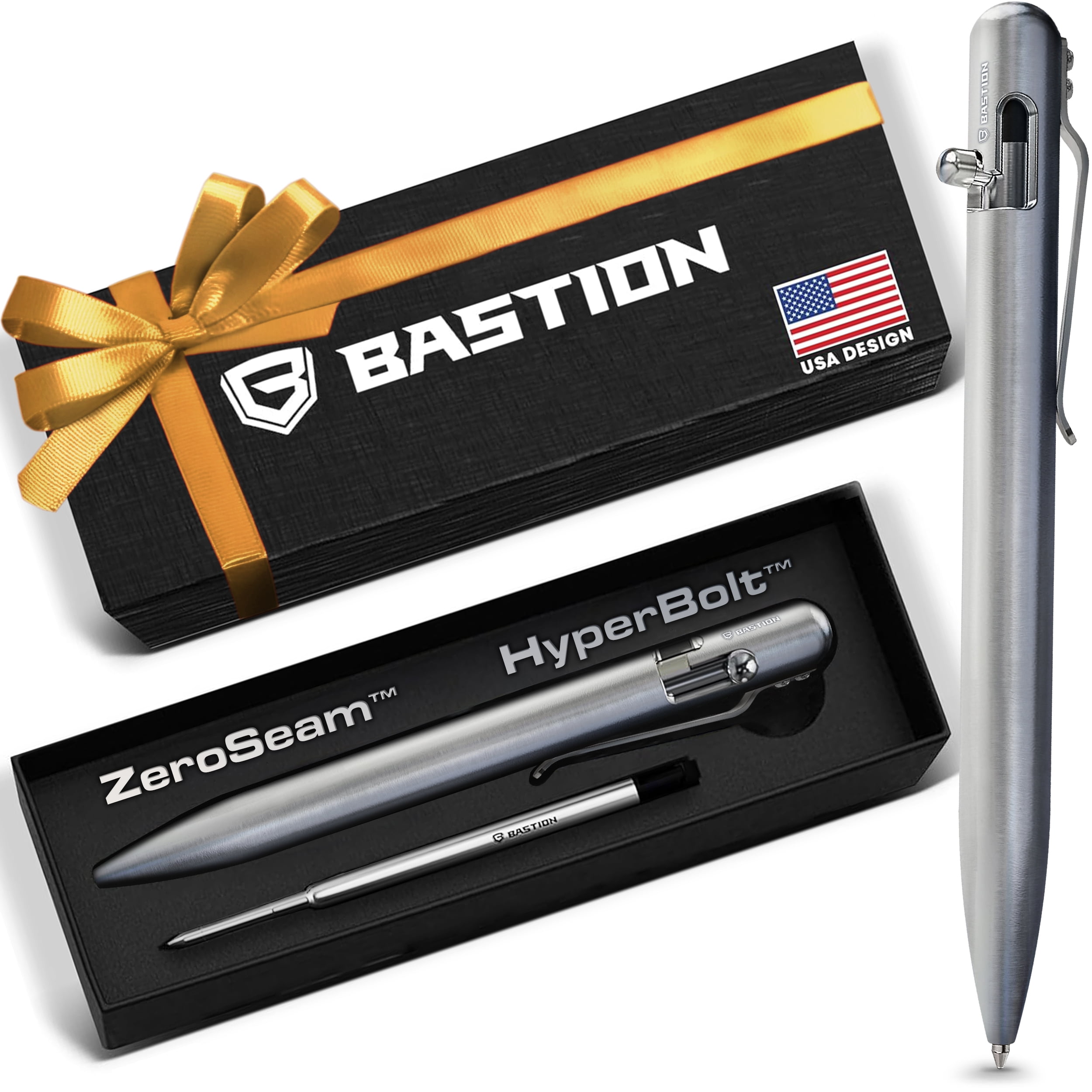 Bastion Titanium Bolt Action Pen, Ballpoint Refillable, 1 Count