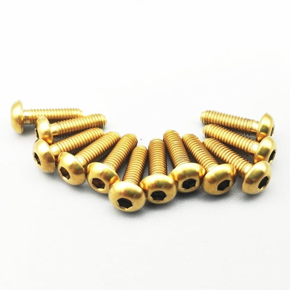 Titanium Bolt for Bicycle M3 x5 6 8 10 12 16 20 25mm Ti Bolts Gold Color Truss Head Hexagon Socket Model Screws Fastener 6 pcs - (Dimensions: M3x12mm)