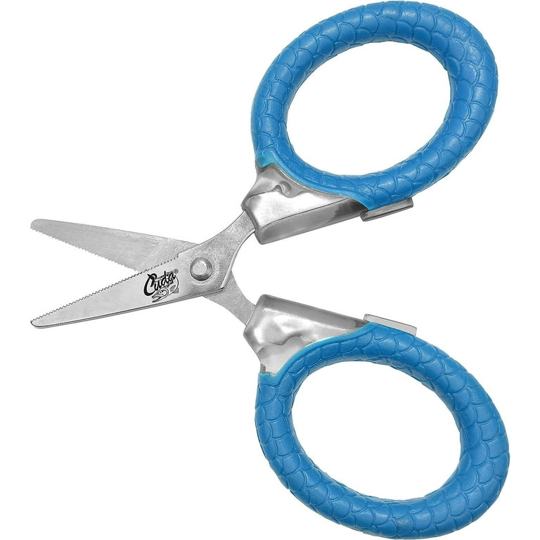 Titanium-Bonded Micro Fishing Scissors For Mono, Fluorocarbon & Braided Line  With Dual Serrated Edges (18826), Blue 